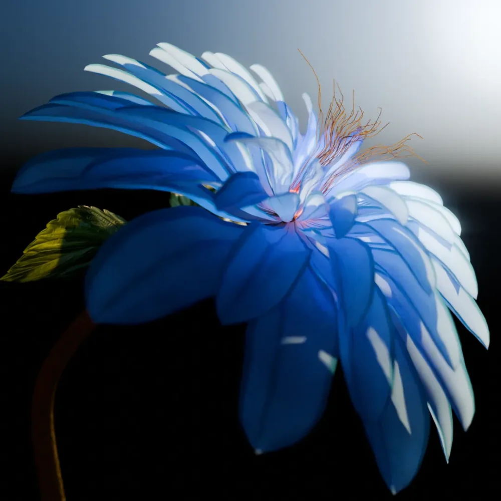 Blue Petal Flower By Geo Node