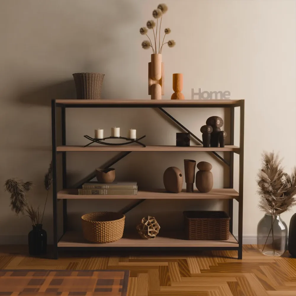 Wood And Metal Shelf