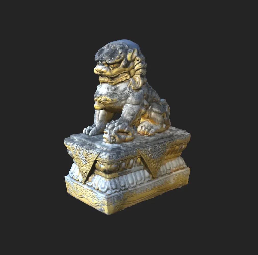 Weathered Stone Lion Statue - Photoscan