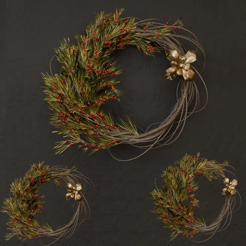 Sj-Christmas Wreath Gold Ribbon