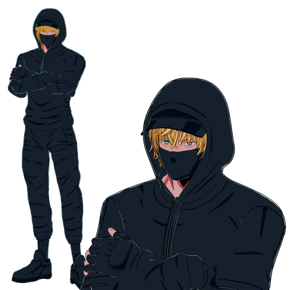 Anime Blonde Guy In A Black Outfit