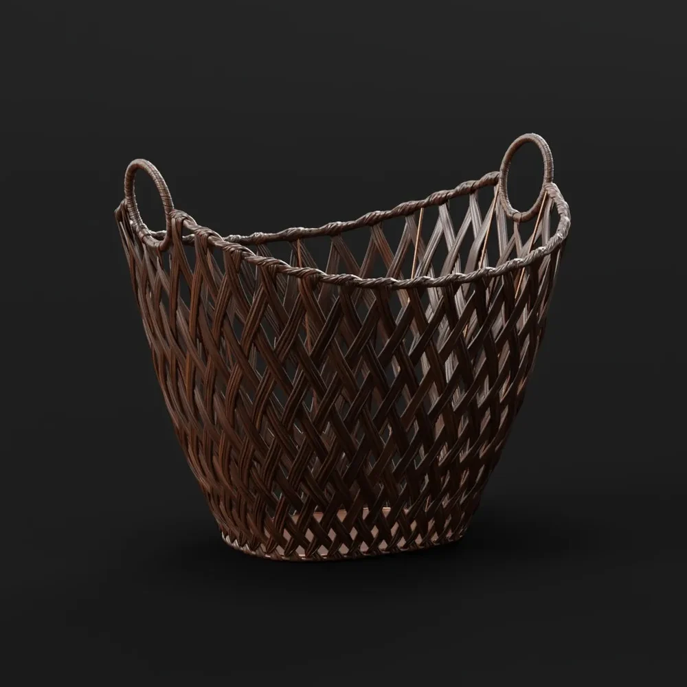 Dark Woven Basket With Handles