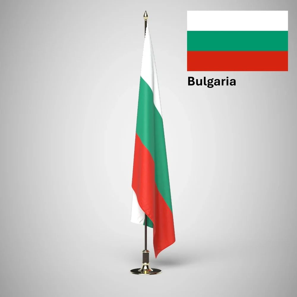 Bulgaria Ceremonial Flag On Stand