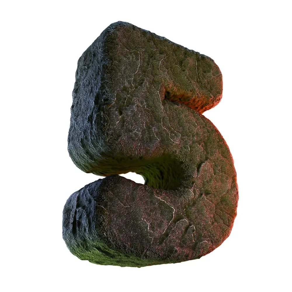 5 Number Numeric Stone Carved