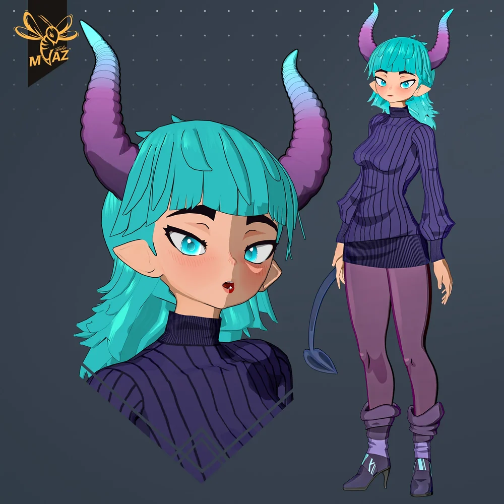 Stylized Fantasy Anime Girl Character
