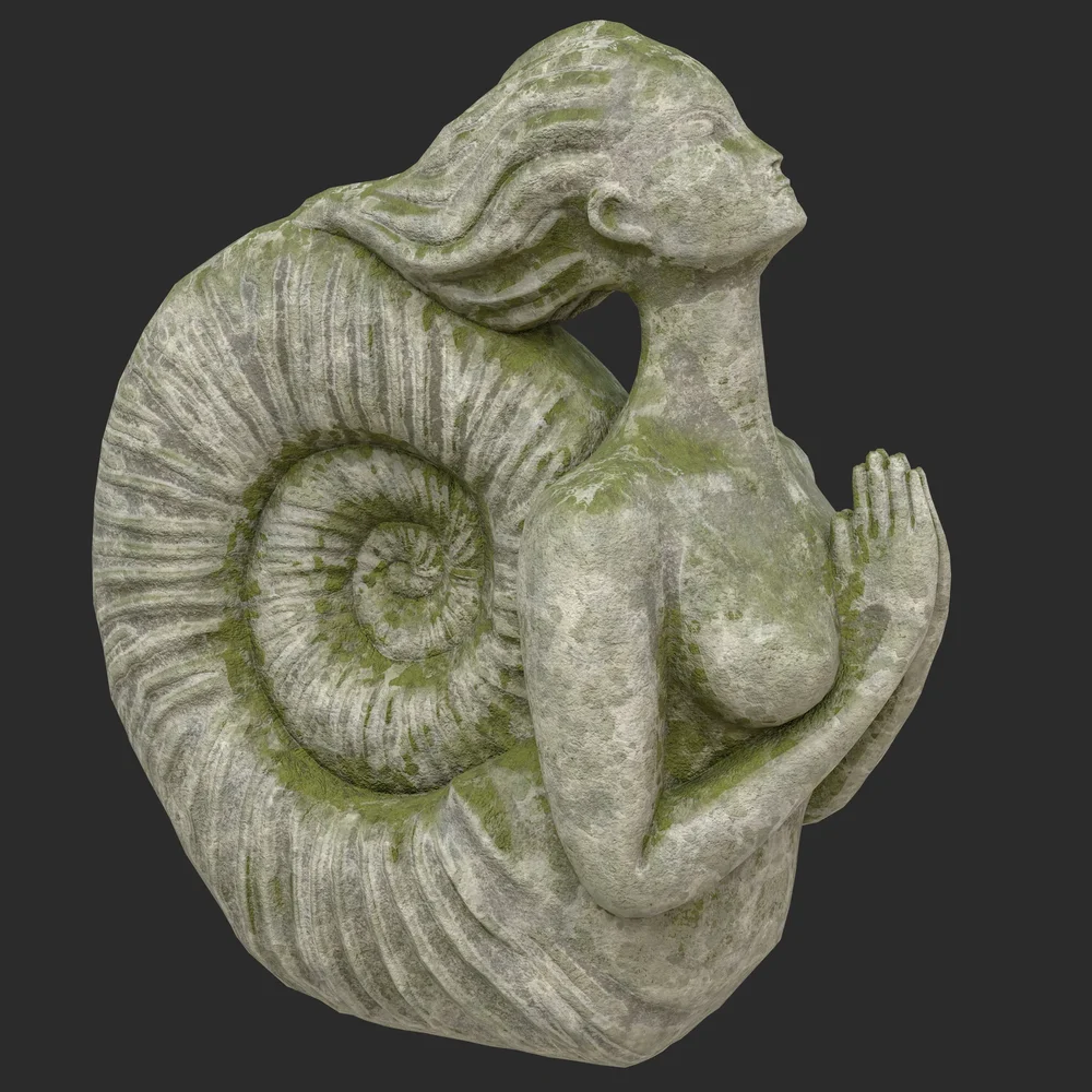 Siren Stone Moss Statue