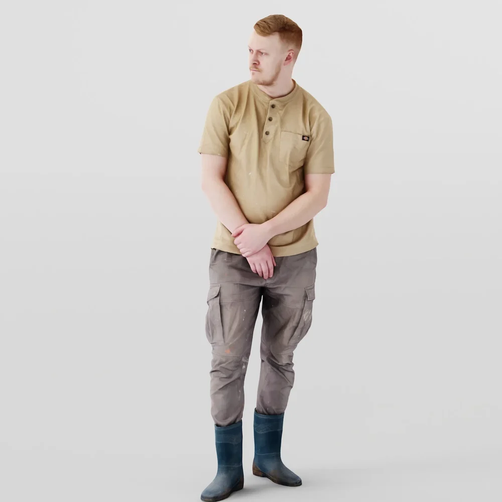 Worker In Rubber Boots