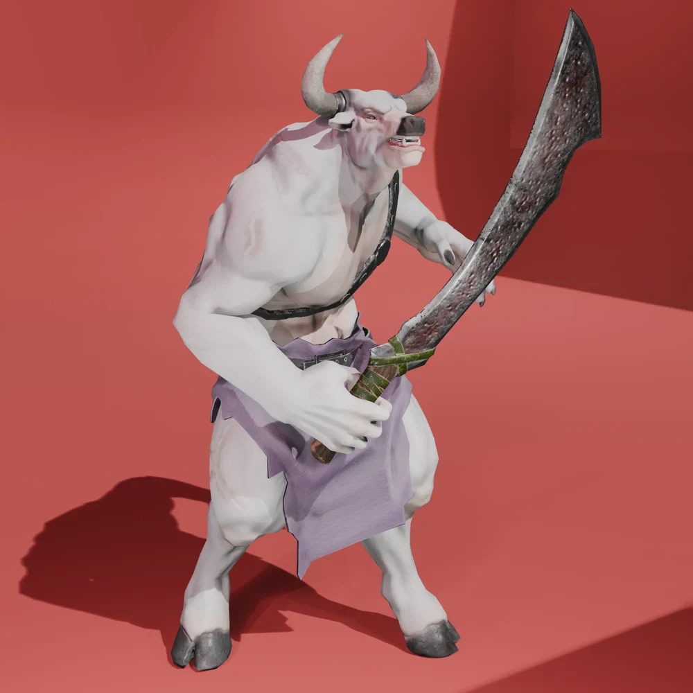 Minotaurs Greatsword-Rigged-Lowpoly