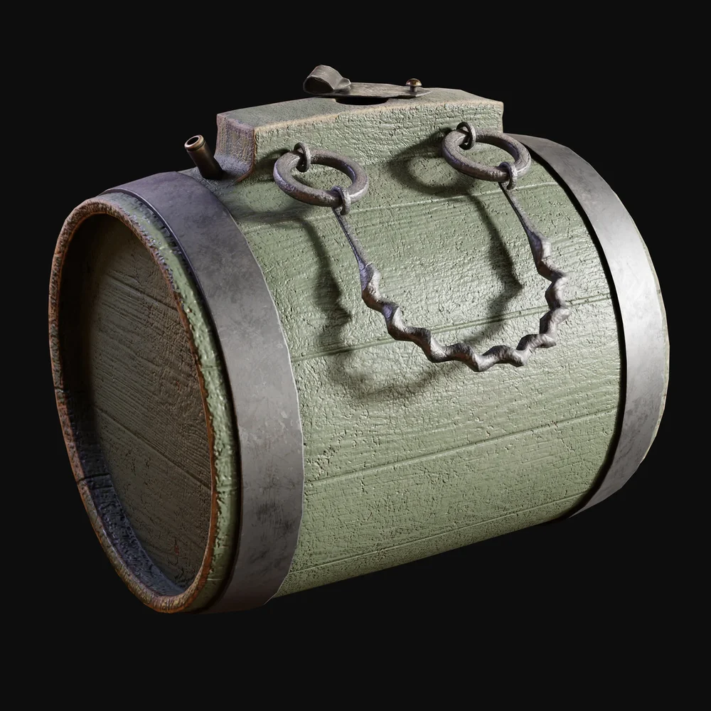 1800s Wooden Canteen Keg Painted