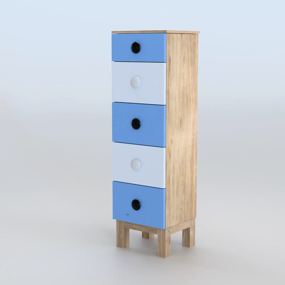 Blue & White 5 Drawer Chest Kids Room