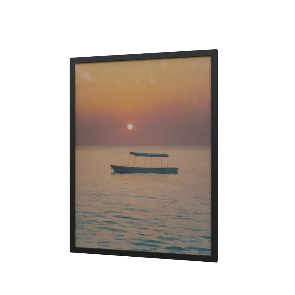 Frame Fisherman Boat At Sunset