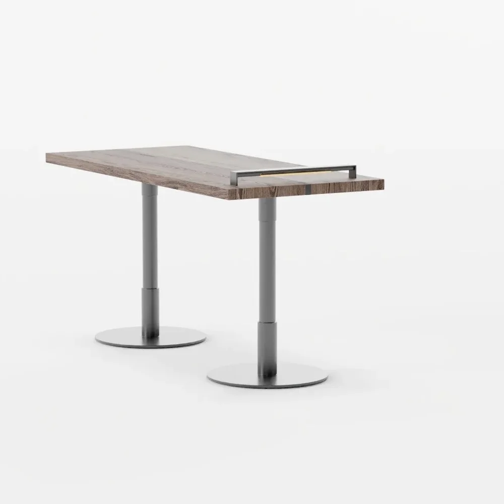 Wooden Table With Lamp