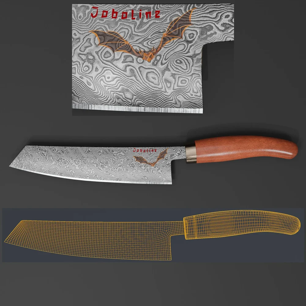 Damascus Knife W. Bubinga Handle