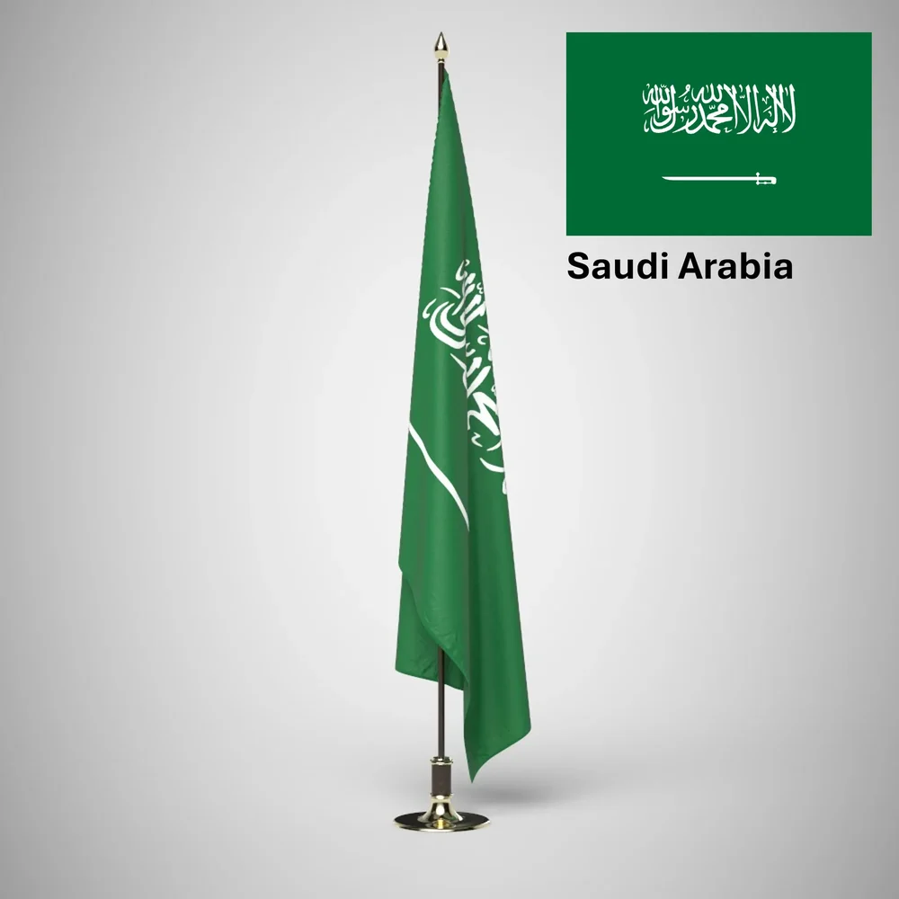 Saudi Arabia Ceremonial Flag On Stand