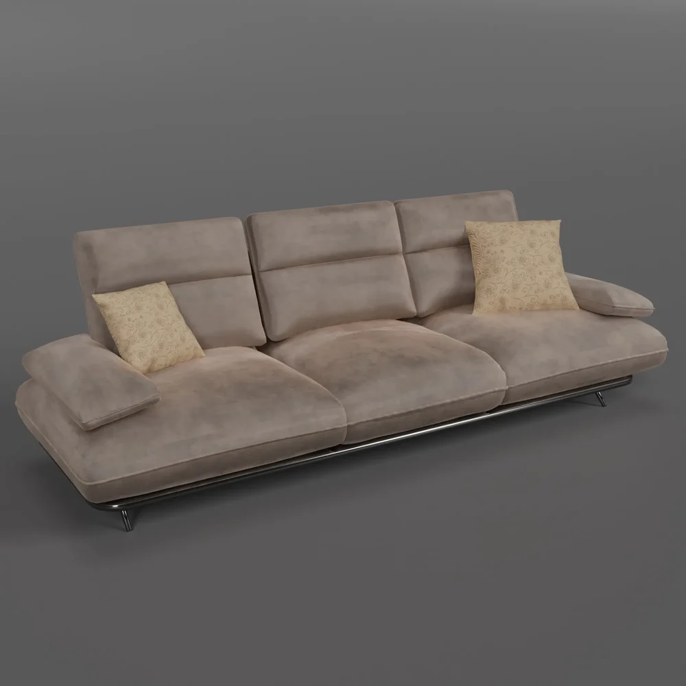 Brown Three-Seater Sofa