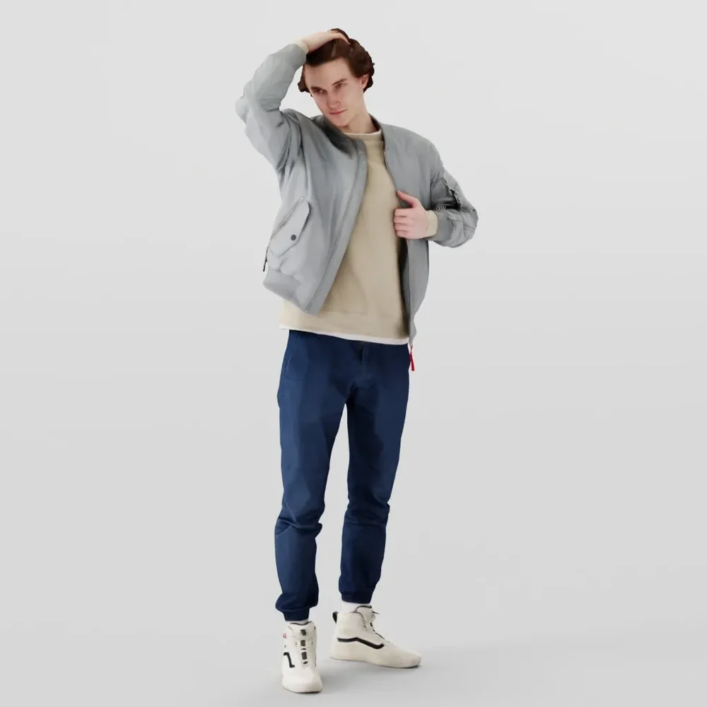 Young Guy Adjusting His Hair