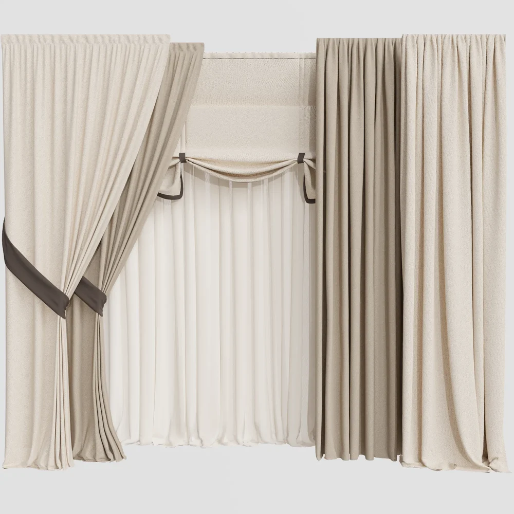 Gd Silk And Cotton Curtain Set
