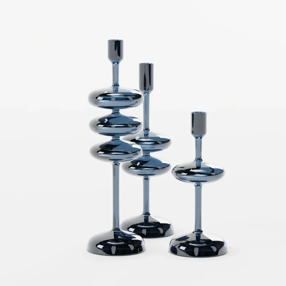 Venezia Deep Blue Glass Candle Holder
