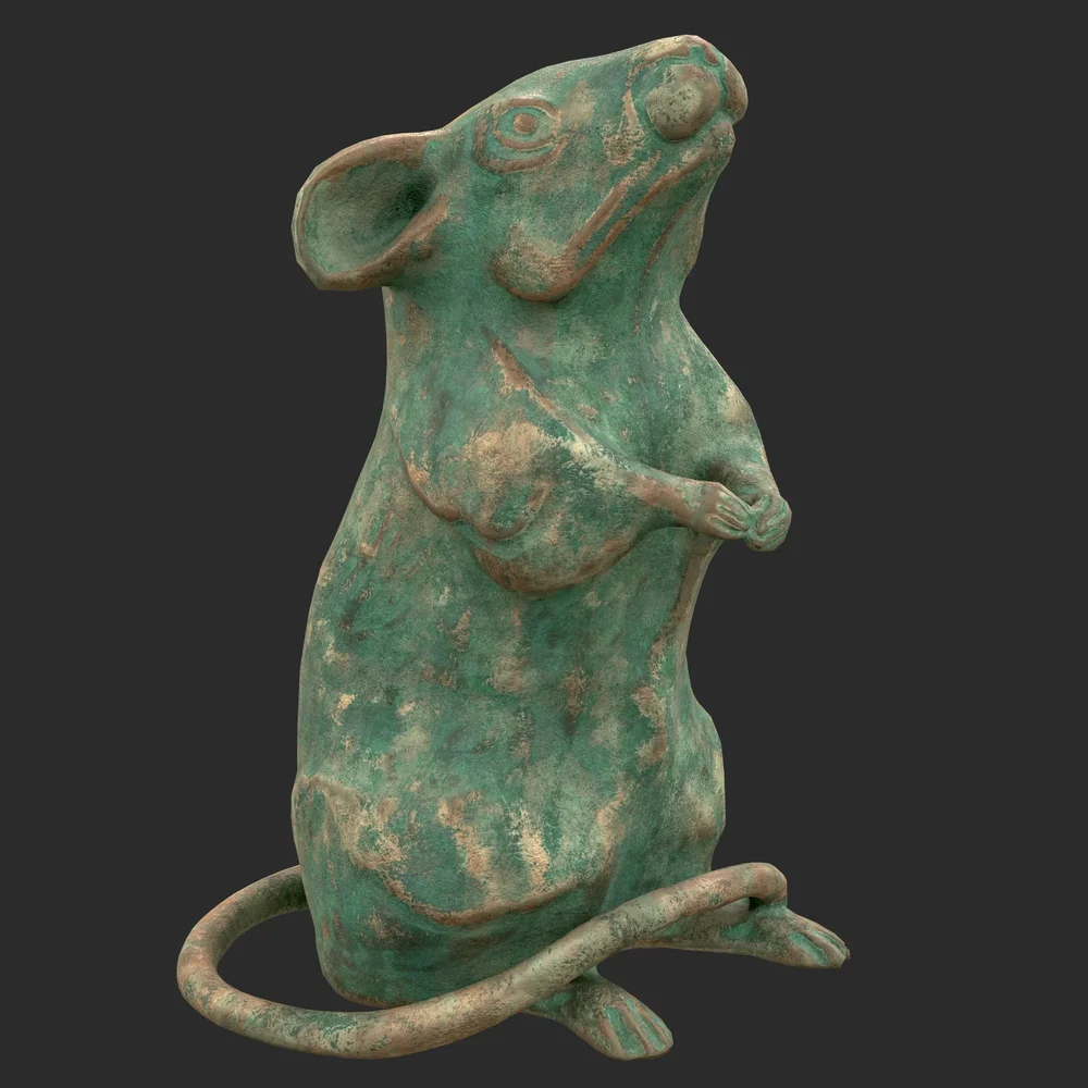 Rat Bronze Oxydated Statue