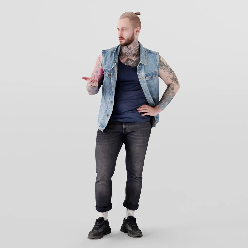 Tattooed Guy In Denim Vest
