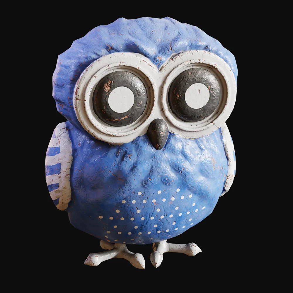 Cute Athens Owl Statue Blue