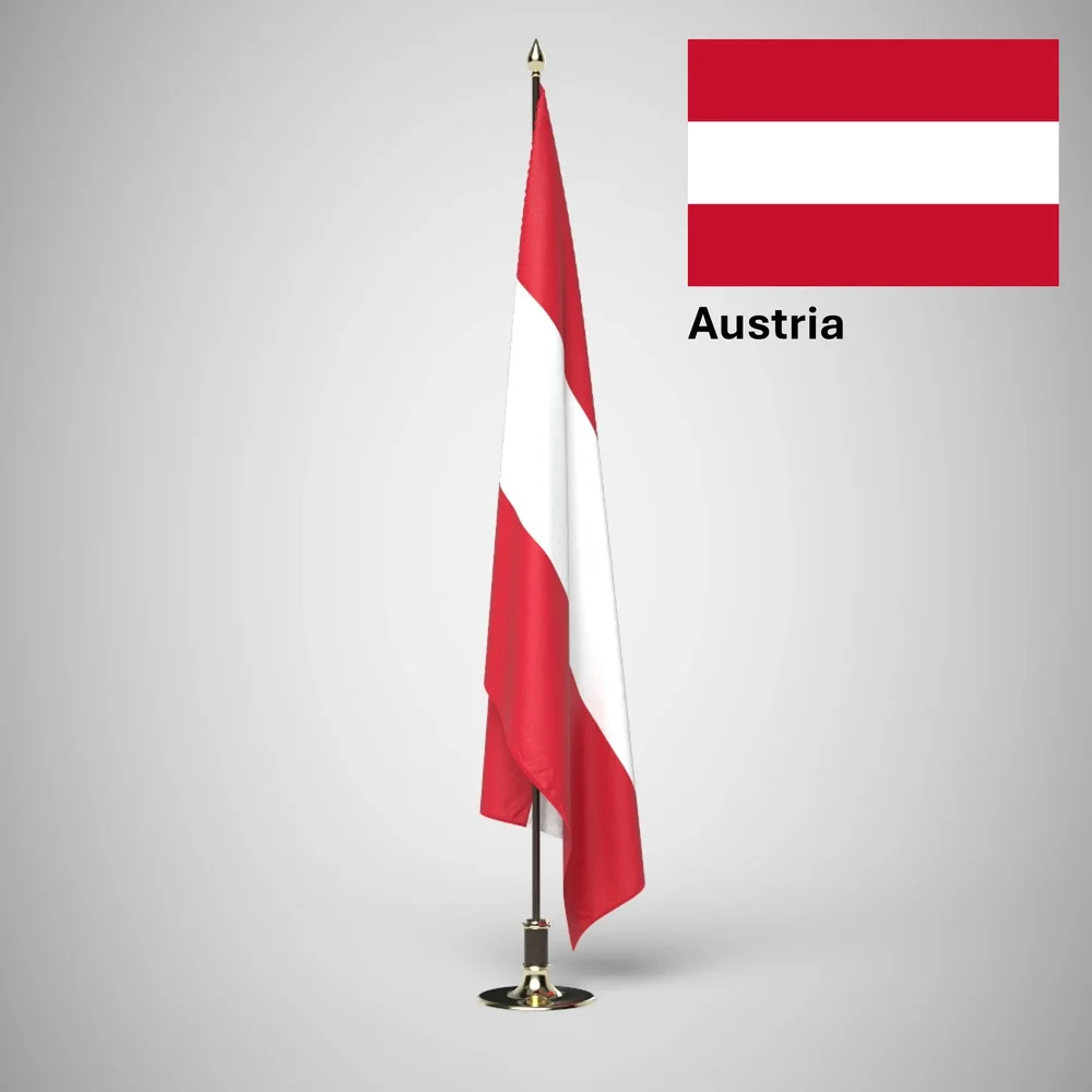Austria Ceremonial Flag On Stand