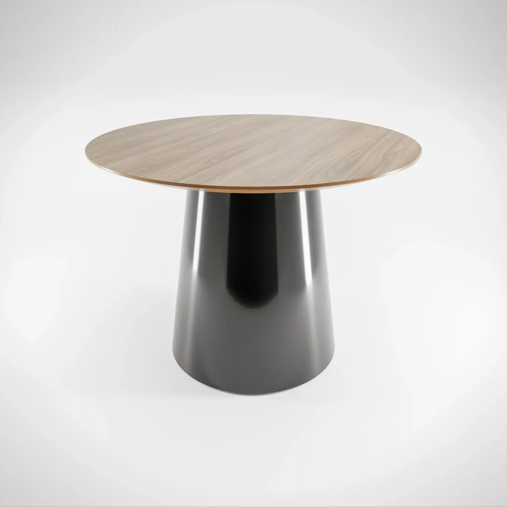 Cone Dining Table Black Base Wood Top