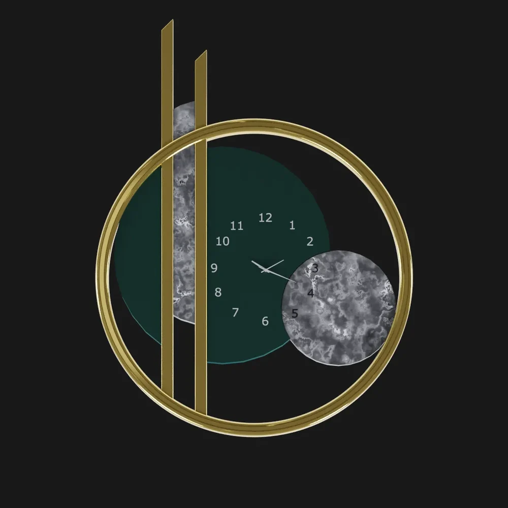 Clock W/Marble & Golden