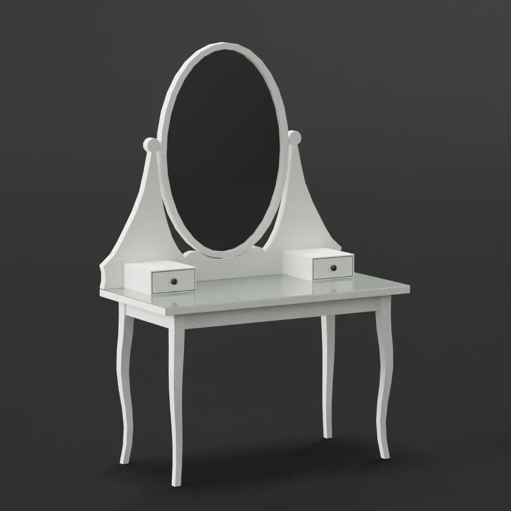 Boudoir White Round Mirror