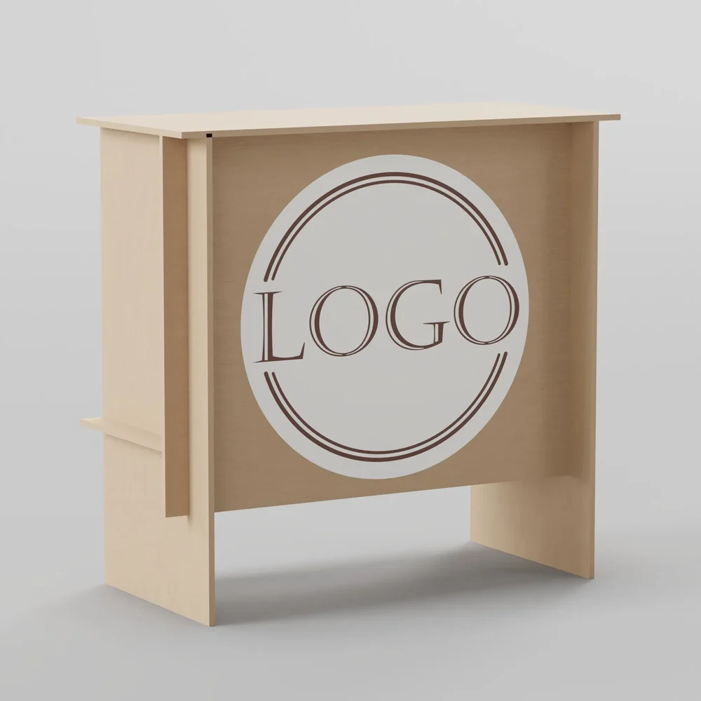 Wood Tradeshow Counter With Printed Logo