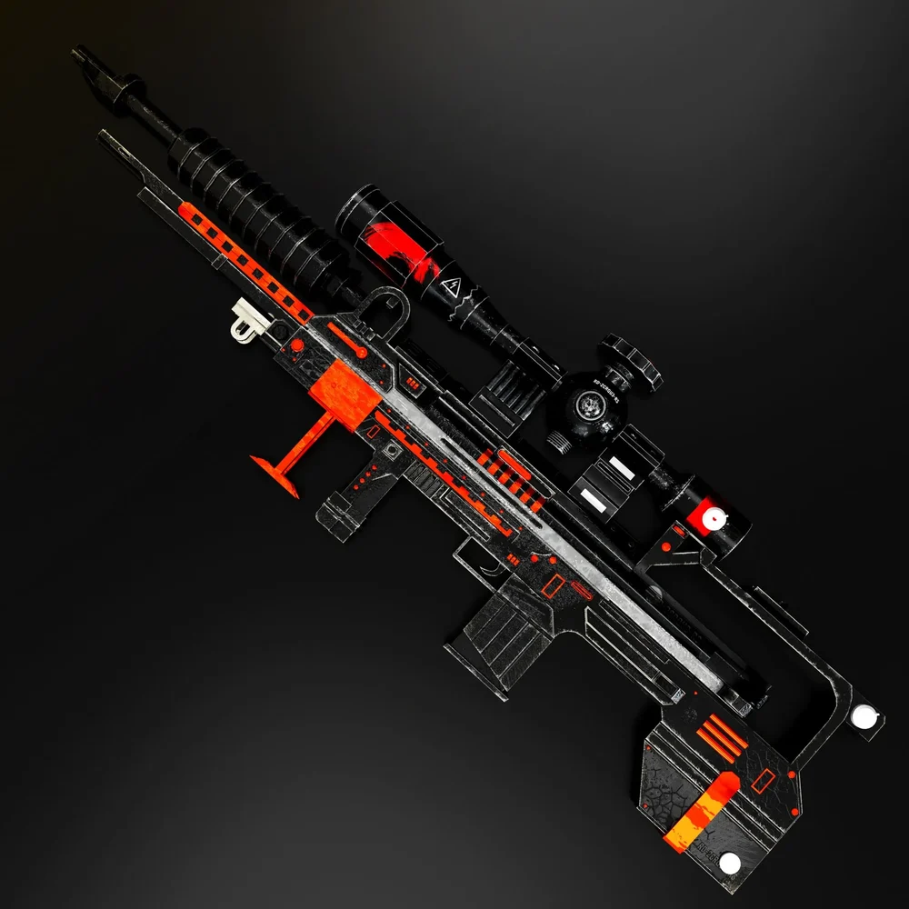 Modern Machine Gun With Sniper Lens