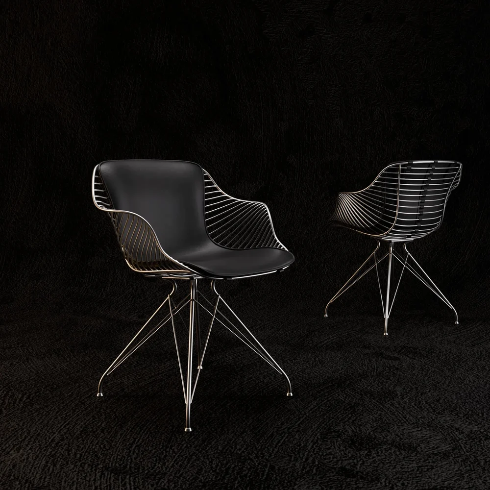 O&D Wire Dining Chair Black Chrome