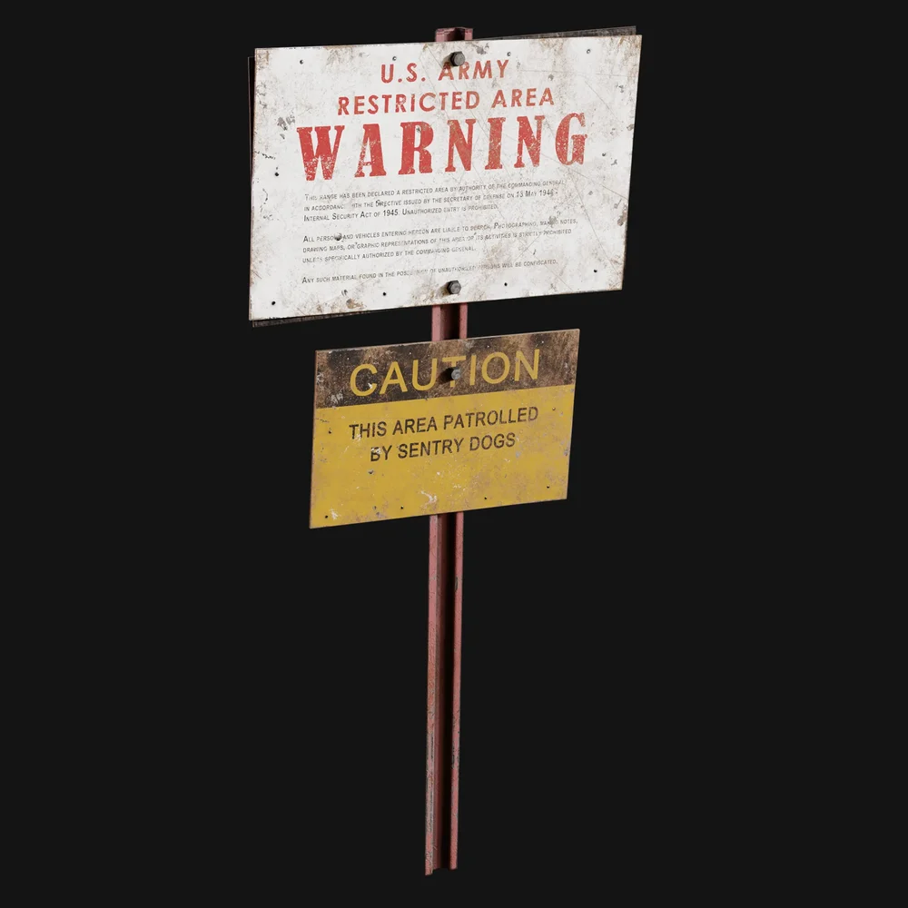 Metal Top-Secret Us Base Sign Post Old