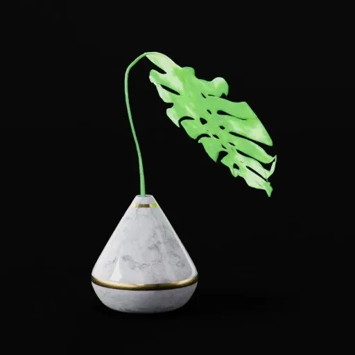 Monstera Marble Vase With Gold Strips