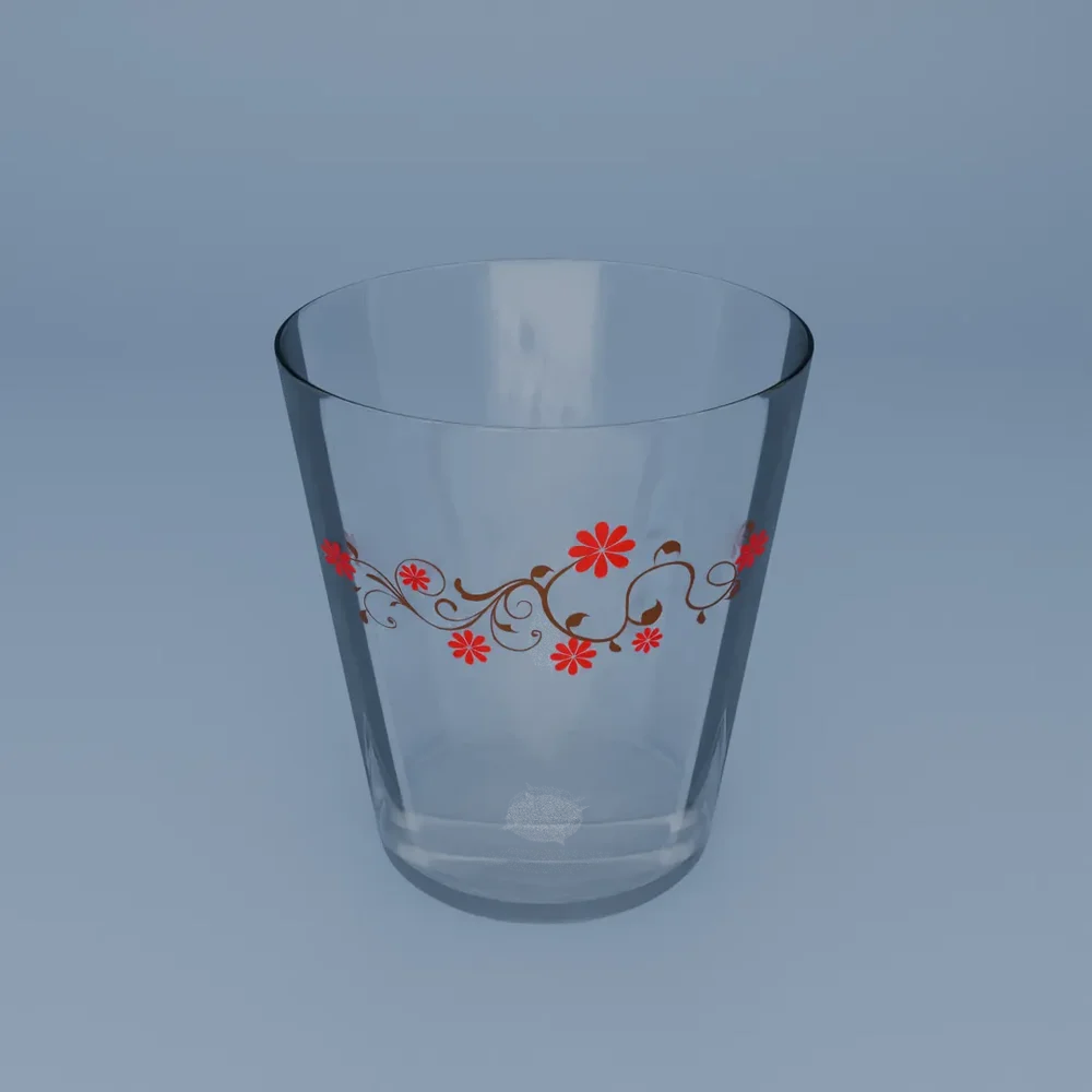 Floral Transparent Drinking Glass