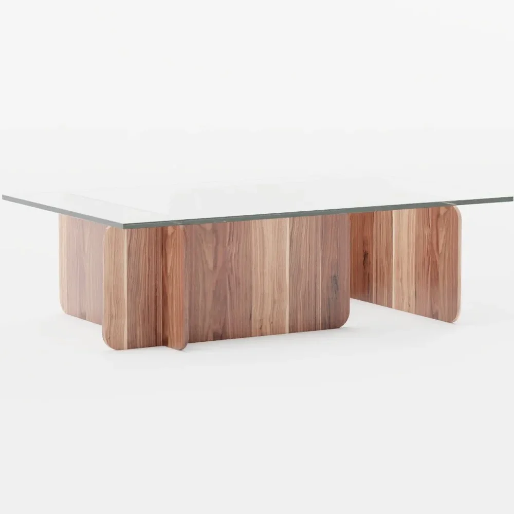 Glass And Walnut Coffee Table