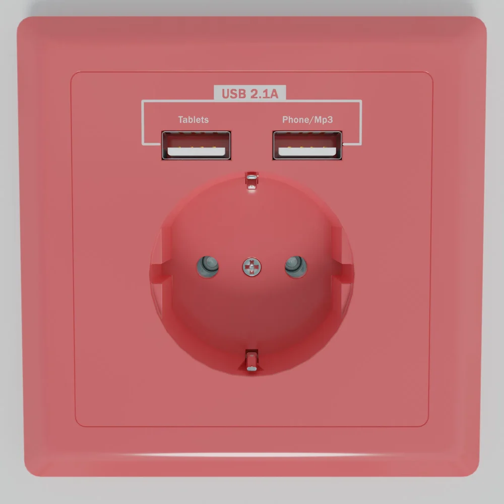 Socket 220v / 5v Usb Pink