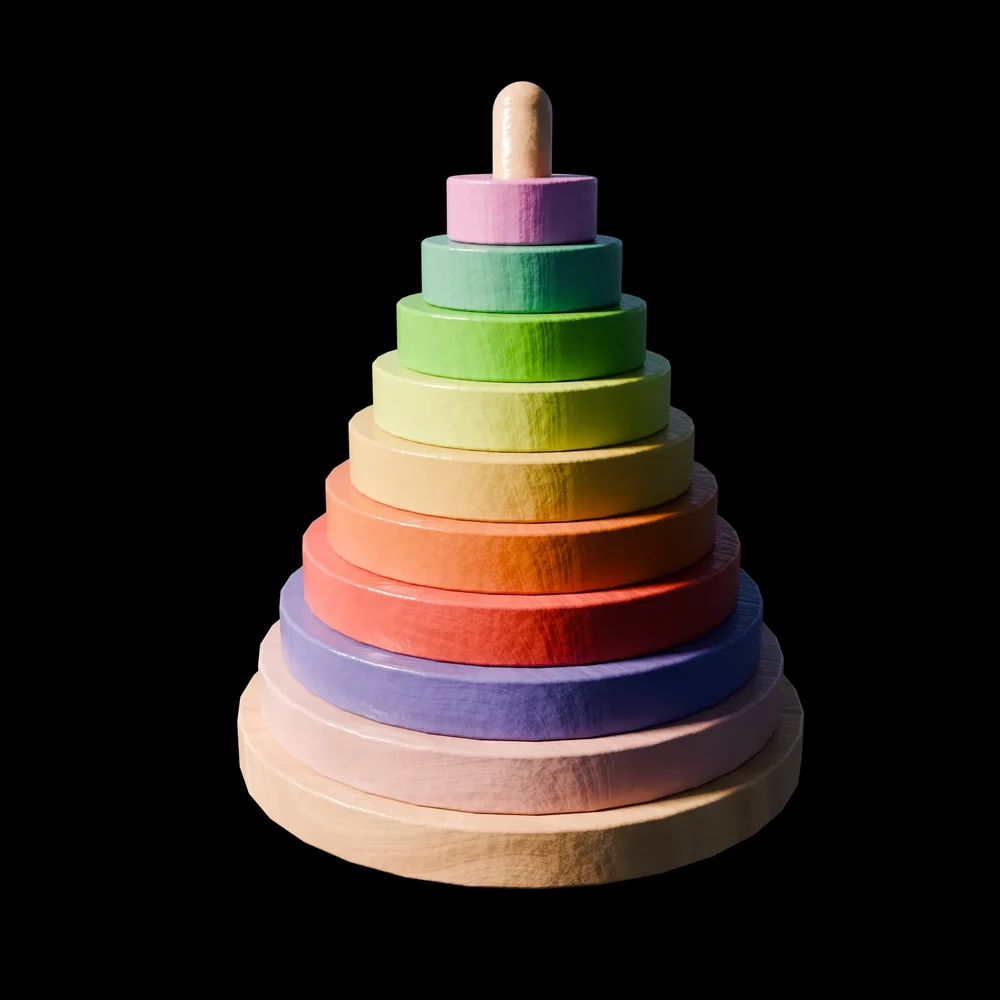 Wooden Childs Toy Colorful Ring Tower
