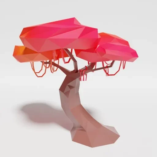 Low Poly Japan Tree Multicolor