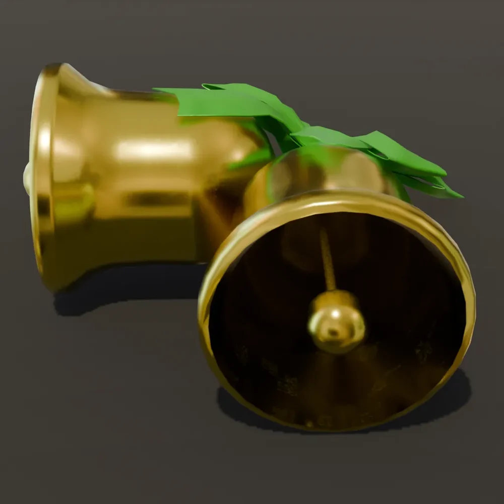 Christmas Bell Golden Green Ribbon