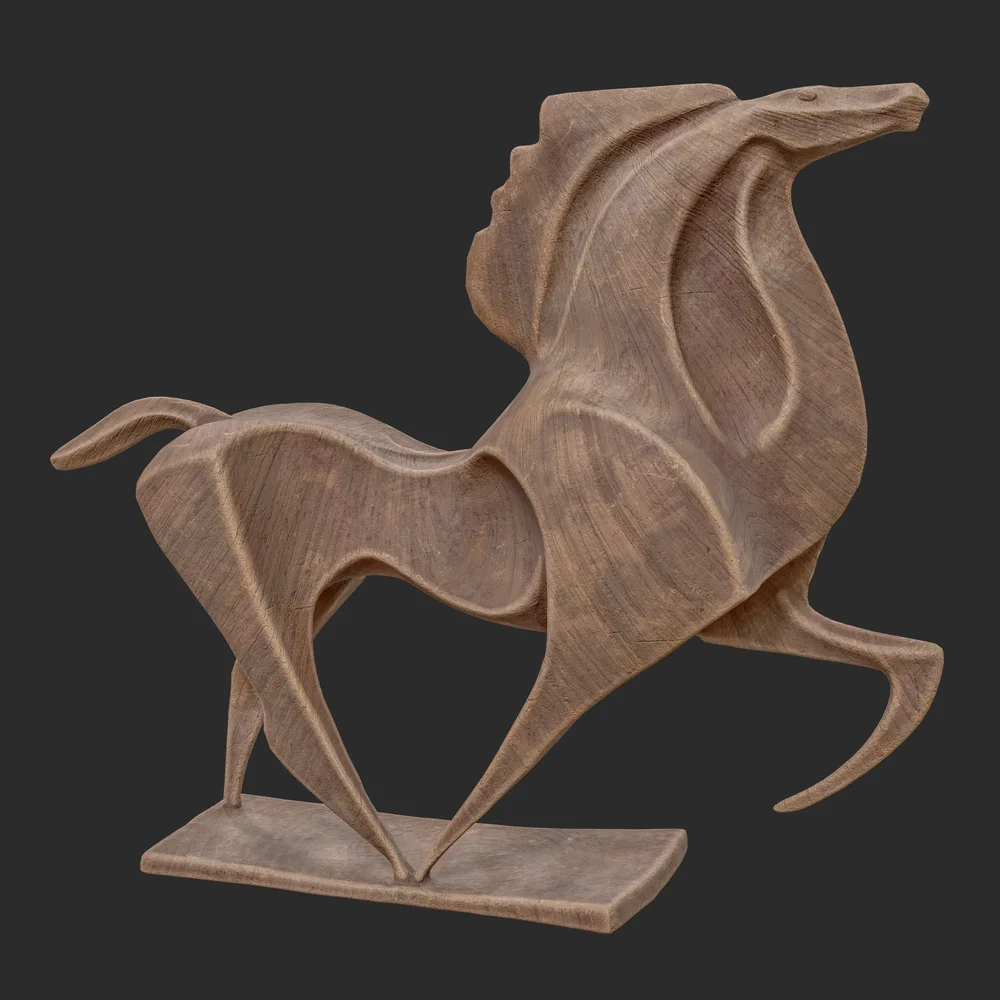 Horse Abstract Wood Statue