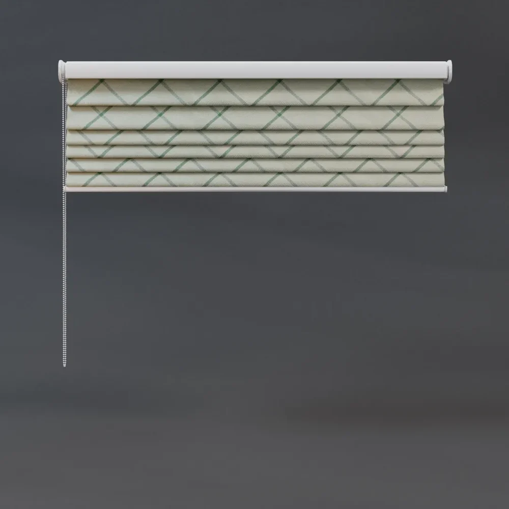 Roman Blinds Quarter Green Checkered
