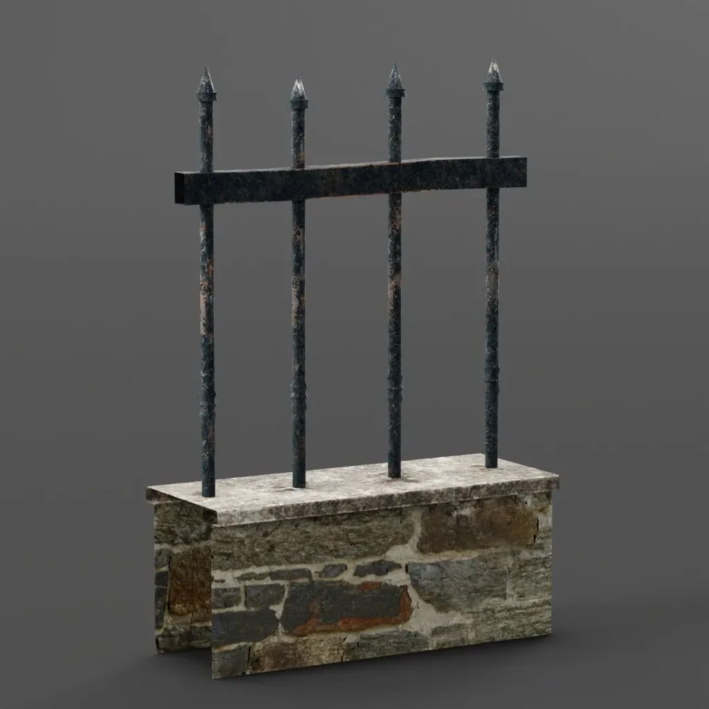 Graveyard Fenced Wall 1m