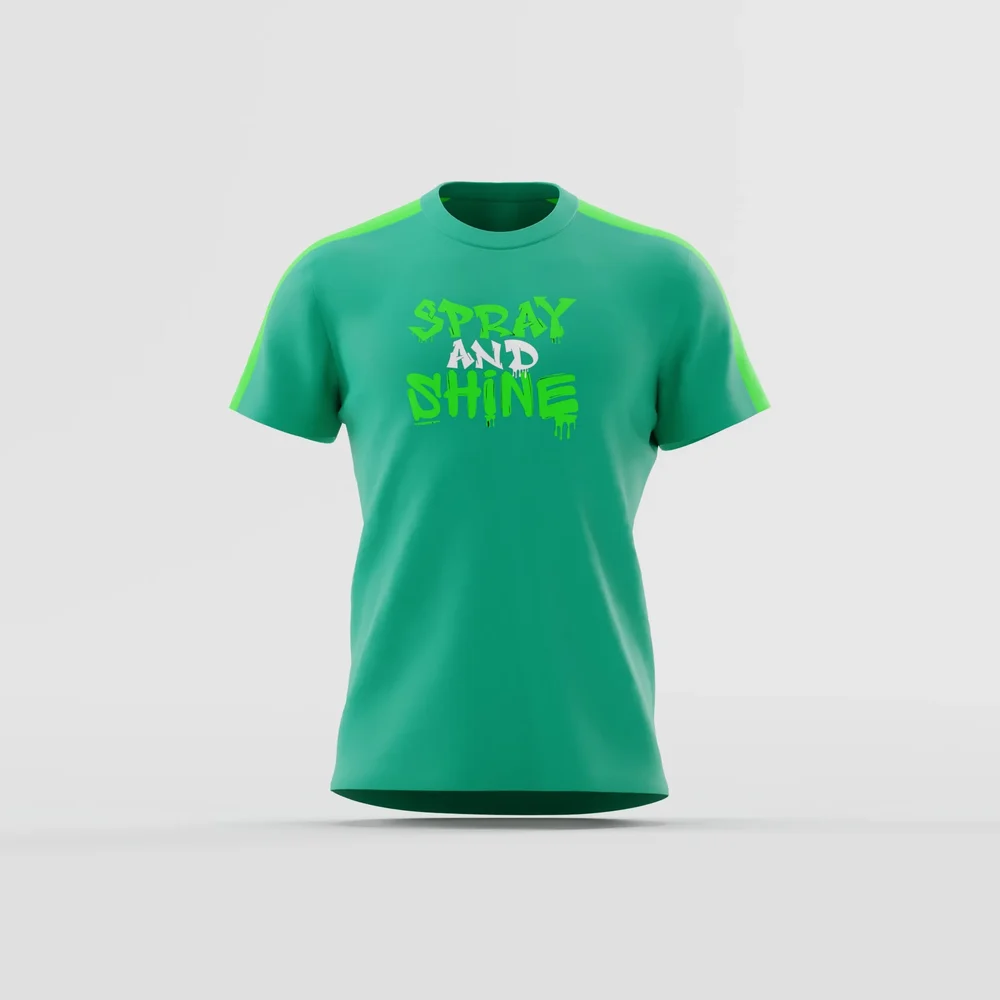 "Spray And Shine" Green Panel T-Shirt