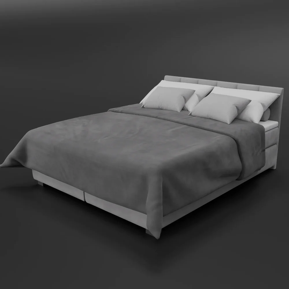 Gray Box Spring Bed