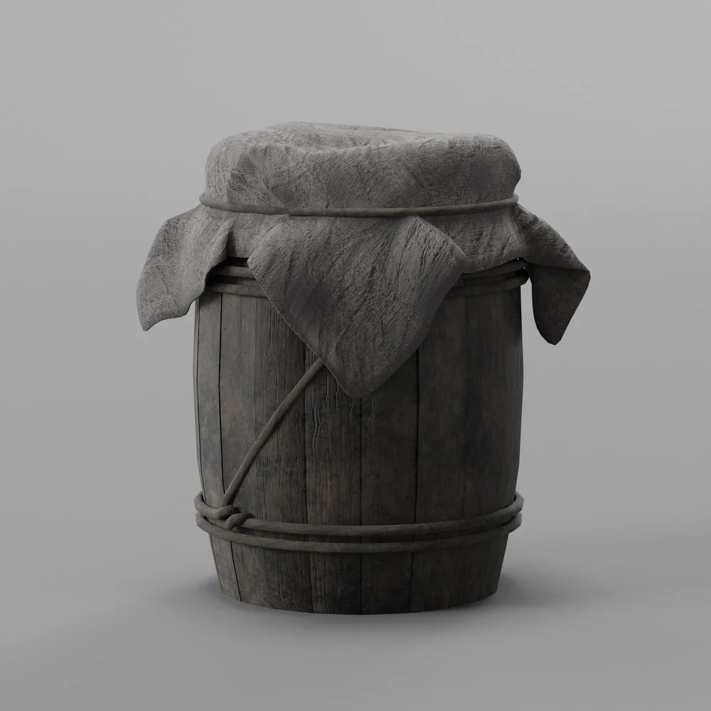 Wooden And Rope Barrel