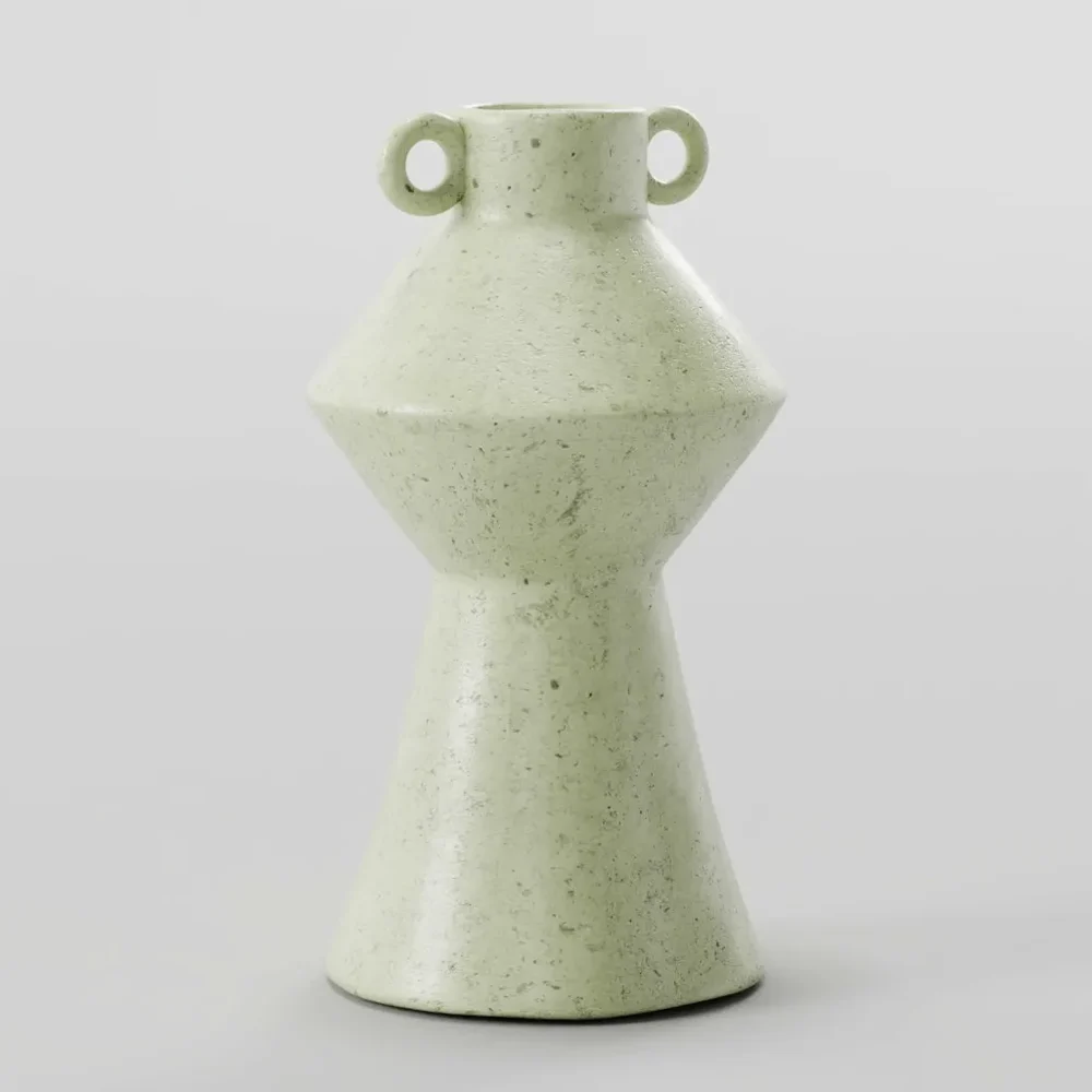 Geometric Ceramic Green Vase