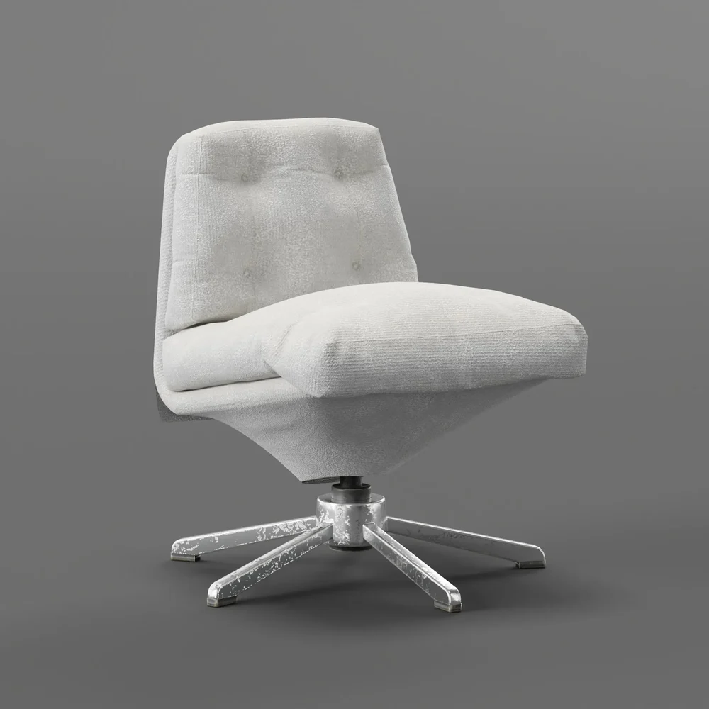 Wide Cloth Swivel Chair White