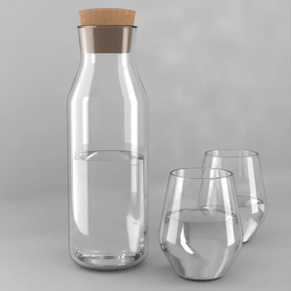 Water Glass Karafe Cork And Glasses