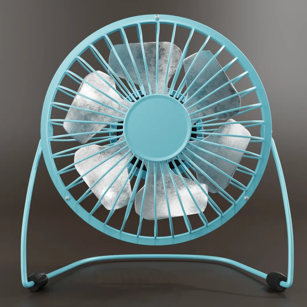 Desk Fan 3d Model (Light Blue)